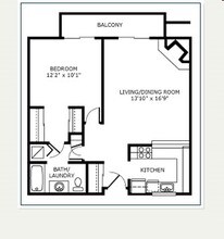 1 Bed, 1 Bath A1 A-312 floor plan